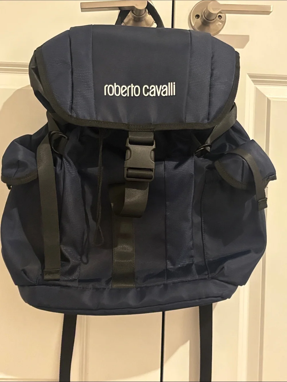 Roberto Cavalli Navy and Black Men's Backpack